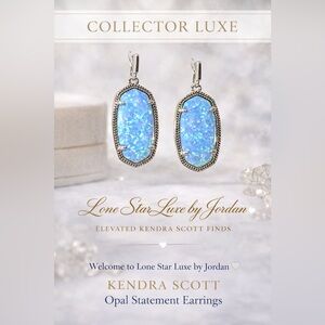 Kendra Scott Opal Statement Earrings Silver | Iridescent Blue | Elevated Luxe